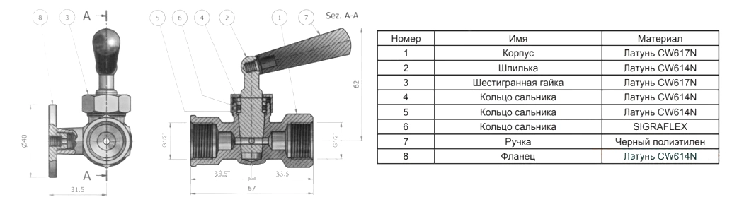 Конструкция крана для манометра Icma 151